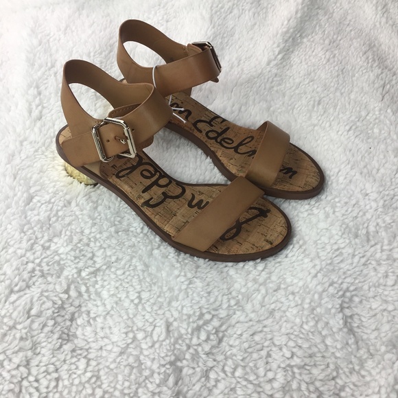 NEW! Sam Edelman Trixie sandals cognac gold heel - Picture 2 of 8